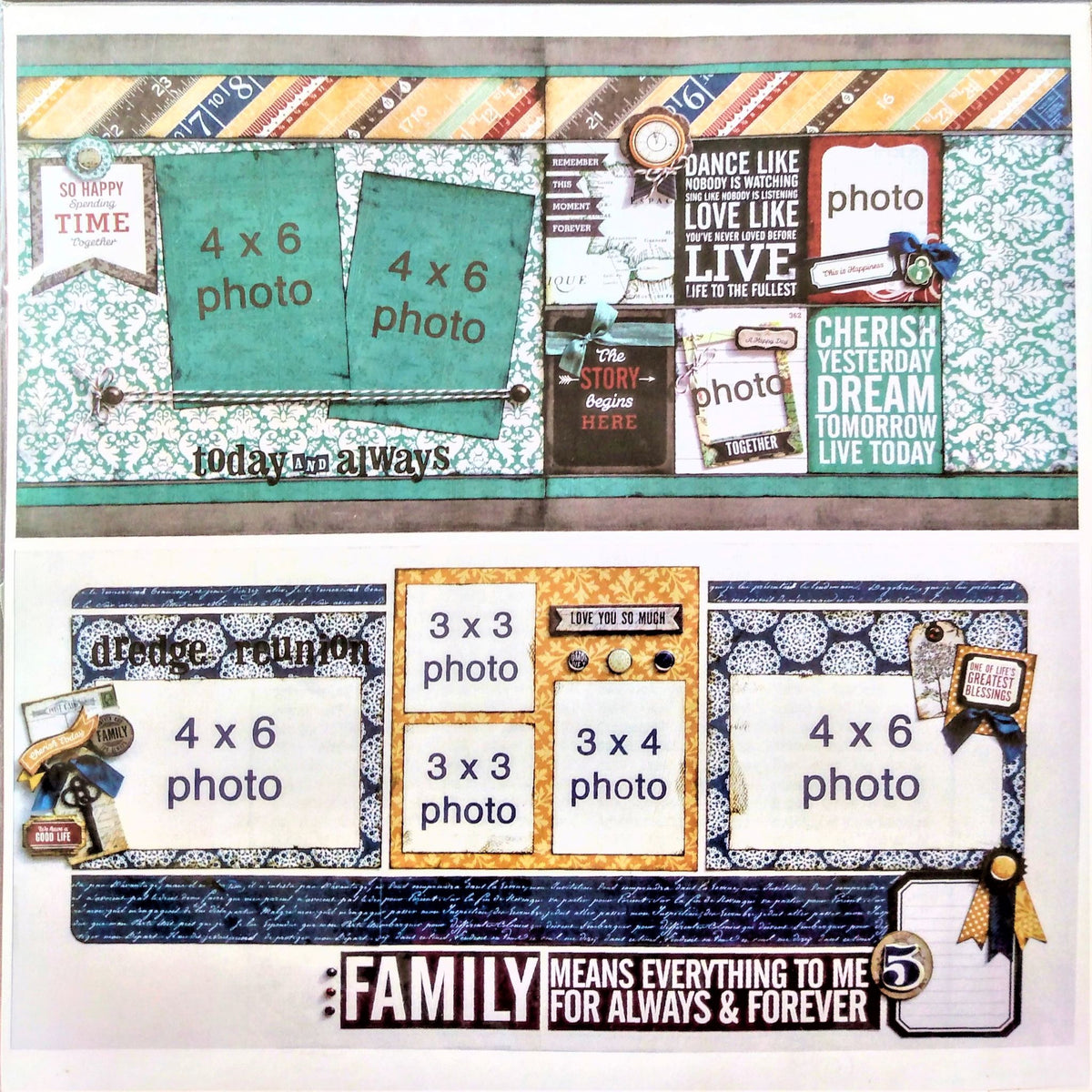 Anniversary scrapbook pages 2 each 12 x 12 handmade premade photo ready