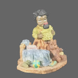 Vintage Young's Inc. African American Girl playing with a Doll and Teddy Bear.