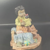 Vintage Young's Inc. African American Girl playing with a Doll and Teddy Bear.