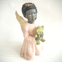 Vintage African American Girl/Angel Holding Teddy