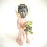 Vintage African American Girl/Angel Holding Teddy