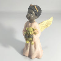 Vintage African American Girl/Angel Holding Teddy