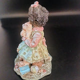 Vintage African American Girl Playing with Kitten