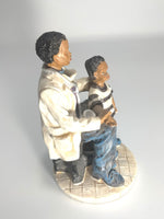 Heartfelt Healing - Vintage African American Pediatrician Statue - Examining a Standing Boy.