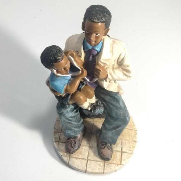 Heartfelt Healing - Vintage African American Pediatrician Statue - Examining Child