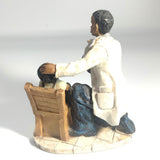 Heartfelt Healing - Vintage African American Pediatrician Statue - Examining Child Sitting