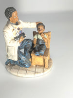 Heartfelt Healing - Vintage African American Pediatrician Statue - Examining Child Sitting