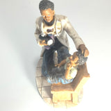 Heartfelt Healing - Vintage African American Pediatrician Statue - Examining Child Sitting