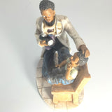 Heartfelt Healing - Vintage African American Pediatrician Statue - Examining Child Sitting