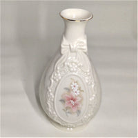 Vintage Floral Cameo Ivory Porcelain Bud Vase - The Royal Heritage Collection