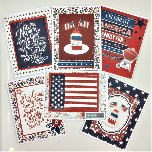 Patriotic Note Cards / 6 Card Sets / Red, White, Blue #1