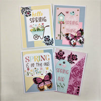 Hello Spring Handmade Greeting/Note Cards /4 Card Set (#2)