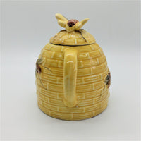 Vintage Yellow Ceramic Honey Pot Pitcher With Majolica Honey Bees