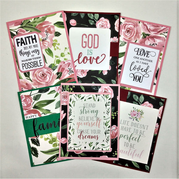 Inspirational and Encouraging Floral Note Cards Set.