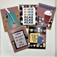 Coffee Lover Themed Greeting Cards / Set of 5 / #4