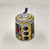 Joie De Vivre Ceramic Jam Jar & Spoon - MSC International Fruit Motif