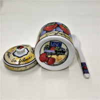 Joie De Vivre Ceramic Jam Jar & Spoon - MSC International Fruit Motif