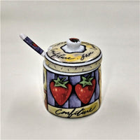 Joie De Vivre Ceramic Jam Jar & Spoon - MSC International Fruit Motif