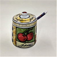 Joie De Vivre Ceramic Jam Jar & Spoon - MSC International Fruit Motif