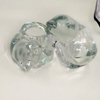 Vintage Indiana Glass Sleeping Cat Votive Candle Holders - A Pair