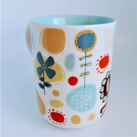 Starbucks Collectible 2009 Floral Hand Painted Ceramic Coffee Mug/Cup