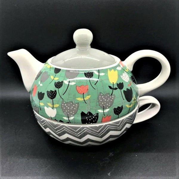 Pavilion Tea for One Stacking Ceramic Teapot & Cup - 74069 Bloom Sister by Amylee Weeks