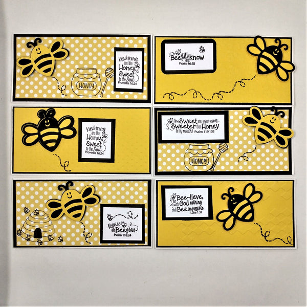 Inspirational and Encouraging Honey Bee Mini Slimline Note Cards Set #3
