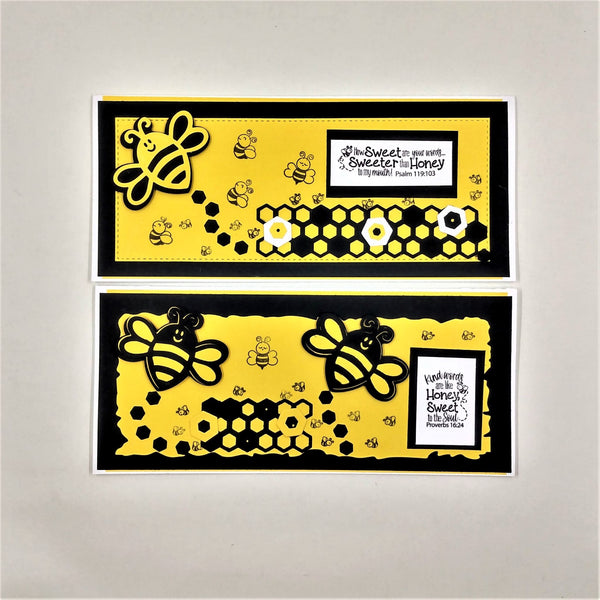 Inspirational and Encouraging Slimline Honey Bee Note Cards Set #4