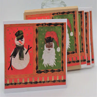Black Santa / Blank Note Card Sets /  Coordinating Note Card Folder