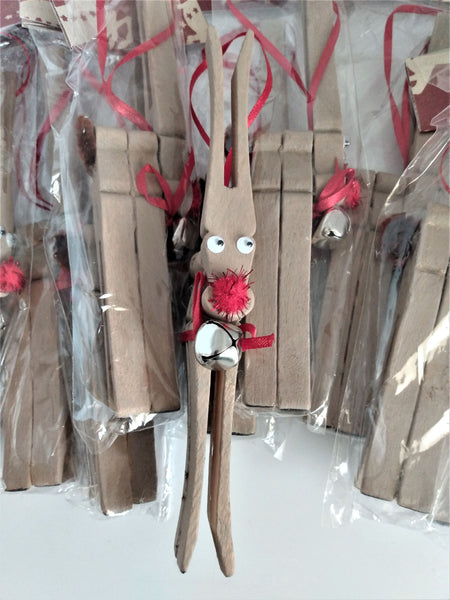 Reindeers Tree Ornaments  Altered Clothespins Set of (3)