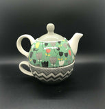 Pavilion Gift Company Bloom Sister Ceramic Tea for One, 15 oz, Multicolor