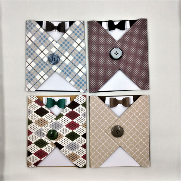 Masculine Greeting Cards / Set of 4 /  Manly  Note Cards for Men / #7