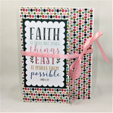 Handmade Note Cards Set with Matching Portfolio / Faith It Does Not Make Things Easy It Makes Them possible Luke 1:37