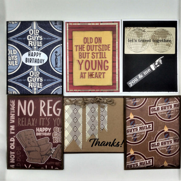 Masculine Greeting Cards / Set of 6 /  Manly  Note Cards for Men #2
