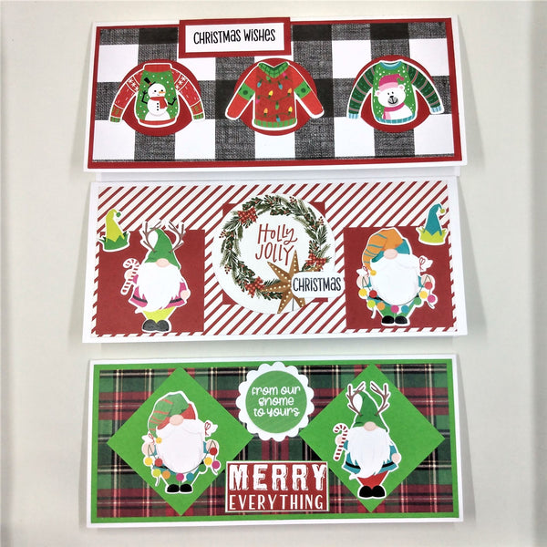 Handmade Christmas Cards / Set of 3 Slimline Cards / #6