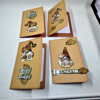 Fall/Autumn Gnomes Mini Slimline 4 Card Greeting/Note Cards Set