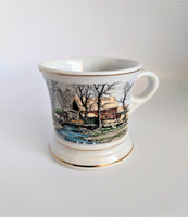 Currier and Ives Vintage Porcelain Mustache Mug "Winter in the Country"