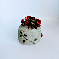 Montefiori Resin Red Rose’s Trinket Box Blue/Gray Background