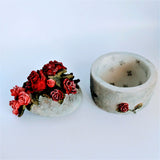 Montefiori Resin Red Rose’s Trinket Box Blue/Gray Background