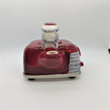 Blue Sky Clayworks - Vintage Red Radio Teapot- Retro Gray Decorative Push Button