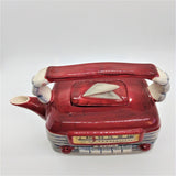 Blue Sky Clayworks - Vintage Red Radio Teapot- Retro Gray Decorative Push Button